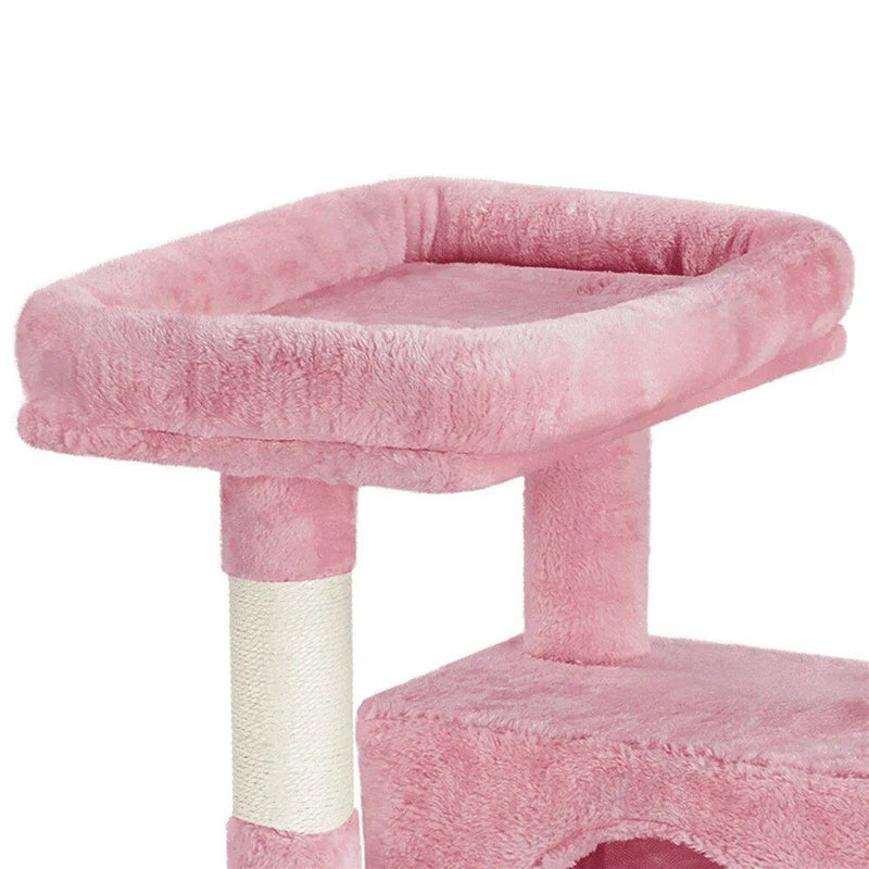 pink multi-level cat tree tower, view 6 - MRSLM