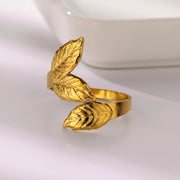 adjustable gold leaves ring, view 6 - MRSLM