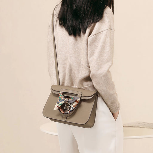 cowhide shoulder bag with bow scarf - MRSLM