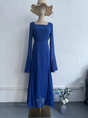 Chiffon ruffle sleeve long dress, view 5 - MRSLM