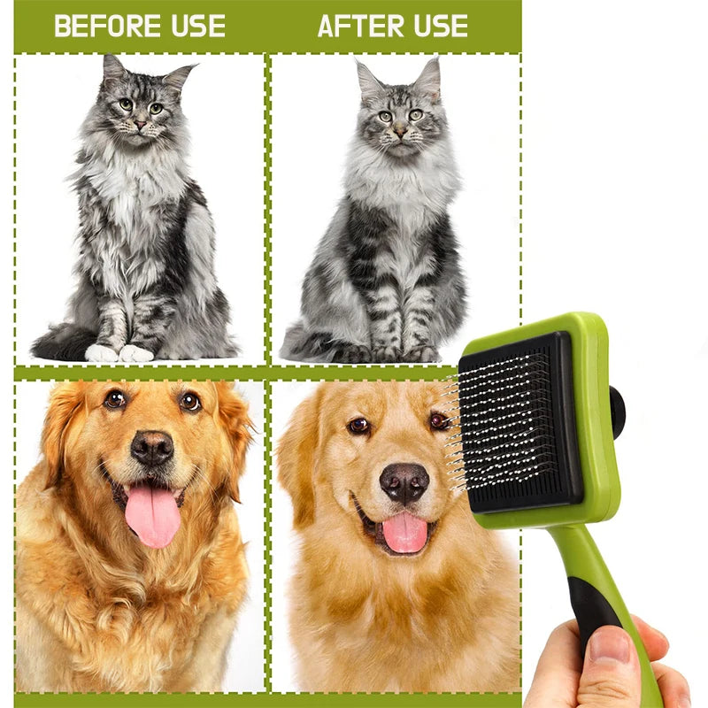 self-cleaning slicker brush for dogs and cats, view 6 - MRSLM