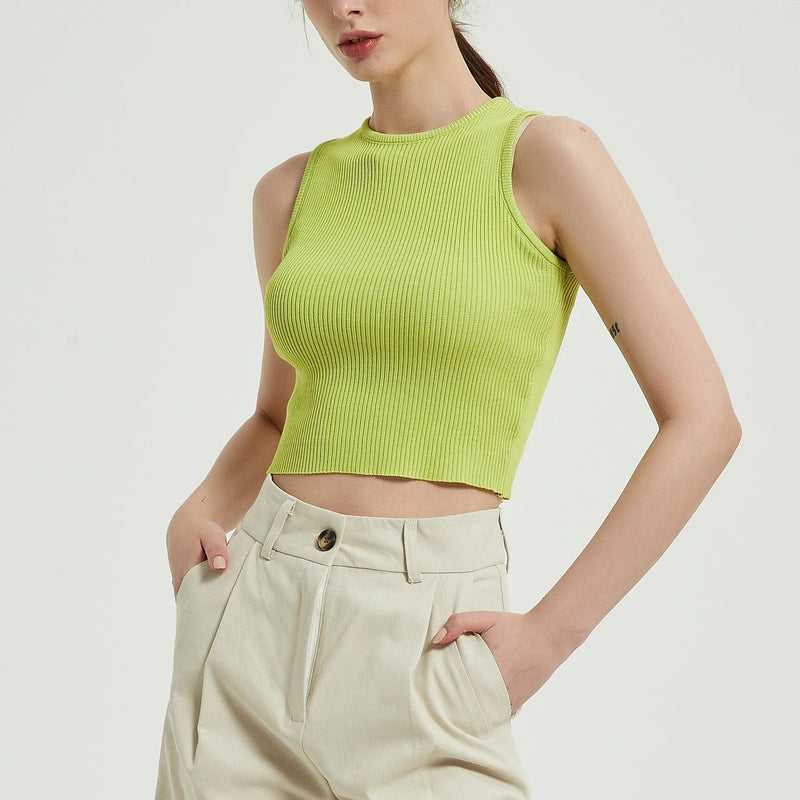 Sleeveless knitted crop top, view 5 - MRSLM