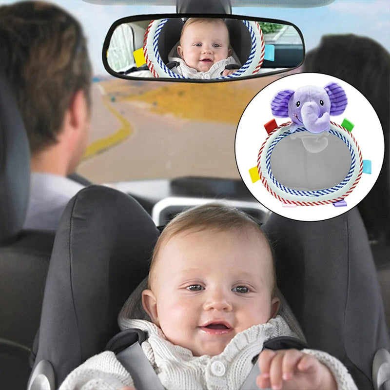 baby car mirror with plush animals, view 4 - MRSLM