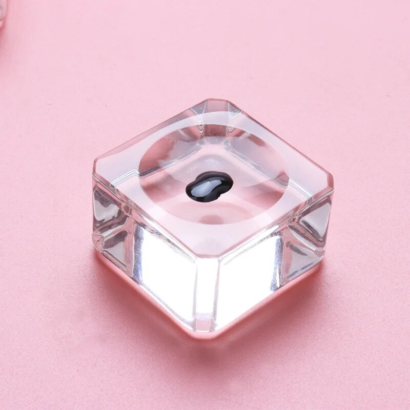 square crystal glass eyelash glue holder, view 7 - MRSLM
