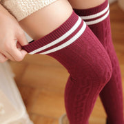 striped thigh high cotton stockings, view 14 - MRSLM