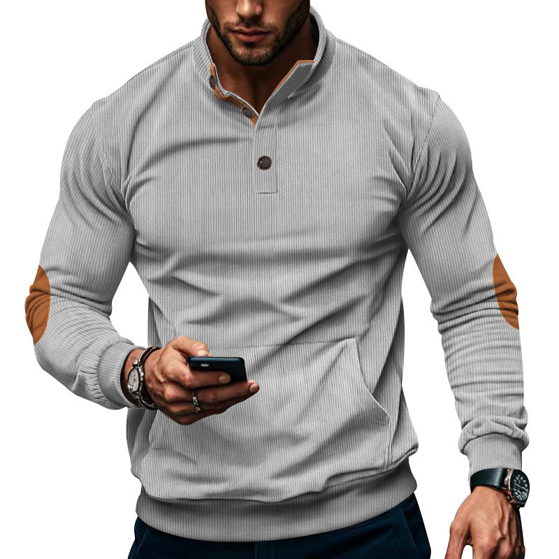 Men's corduroy stand collar sweater, view 4 - MRSLM