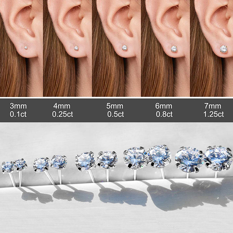 zirconia crystal stud earrings, view 4 - MRSLM