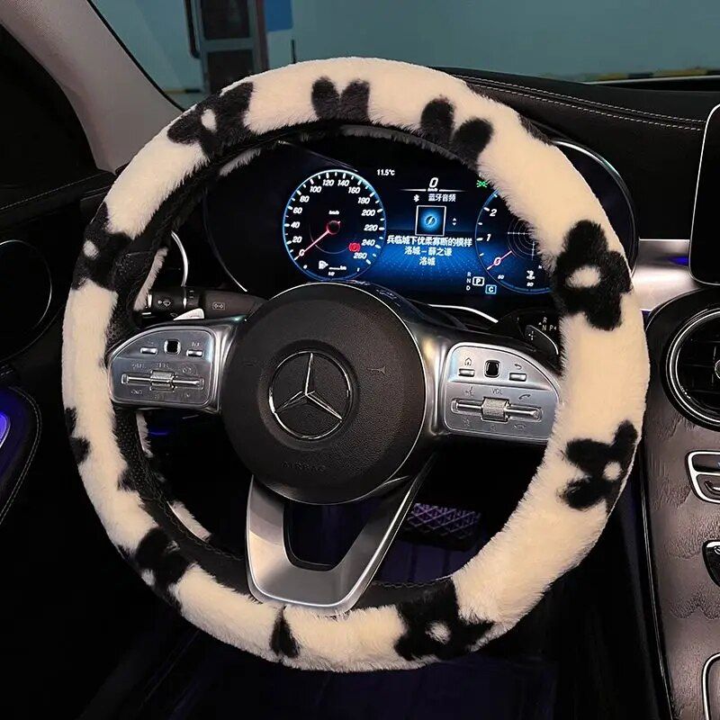 Plush winter car steering wheel cover, view 6 - MRSLM