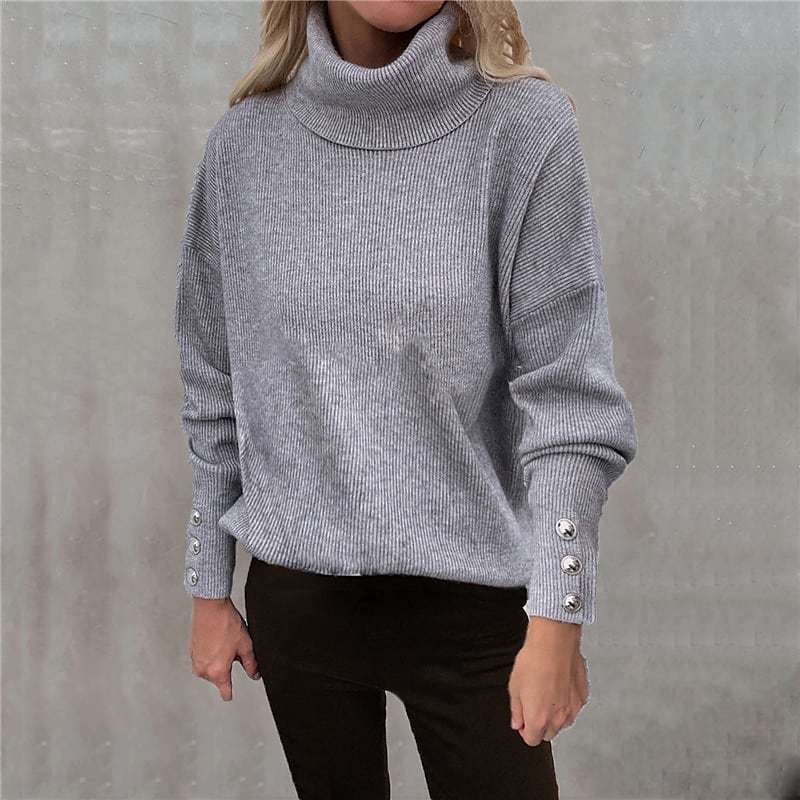 loose solid color cotton sweater - MRSLM