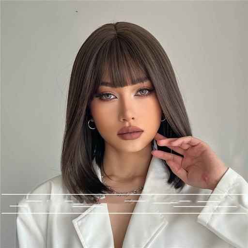short black wig with bangs - MRSLM