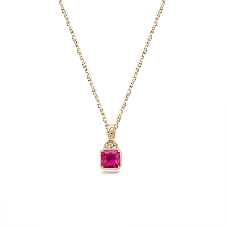 Silver red corundum necklace - MRSLM