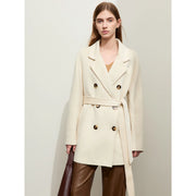 women's long double-breasted wool coat, view 3 - MRSLM