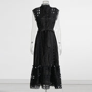 round neck hollow-out long dress, view 2 - MRSLM