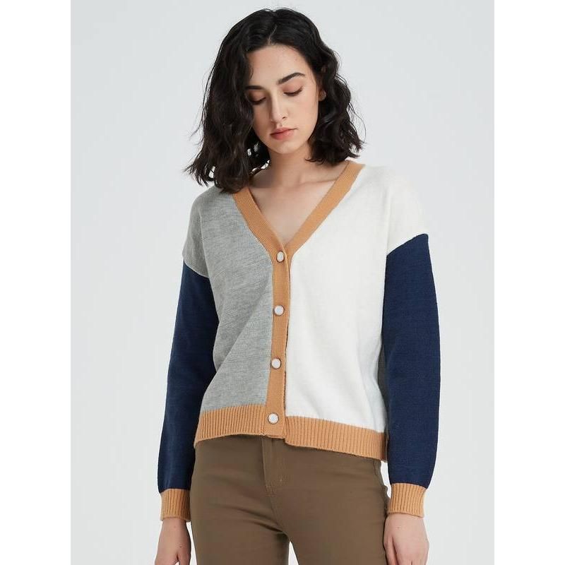 chic vintage V-neck knit cardigan, view 5 - MRSLM