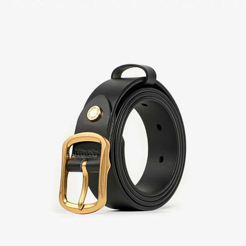 women's leather belt with pin buckle, view 6 - MRSLM