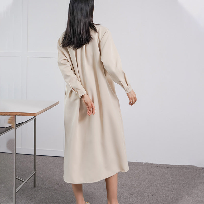 women's long sleeve loose dress, view 3 - MRSLM