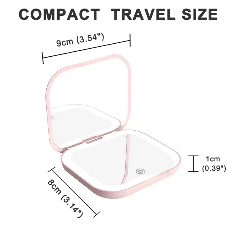compact LED folding makeup mirror, view 6 - MRSLM