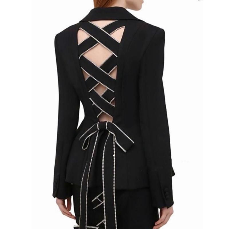 diamond bow tie women's blazer, view 4 - MRSLM