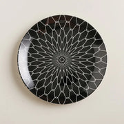 geometric pattern ceramic dinner plate set, view 2 - MRSLM