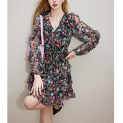 V-neck long sleeve floral dress, view 2 - MRSLM