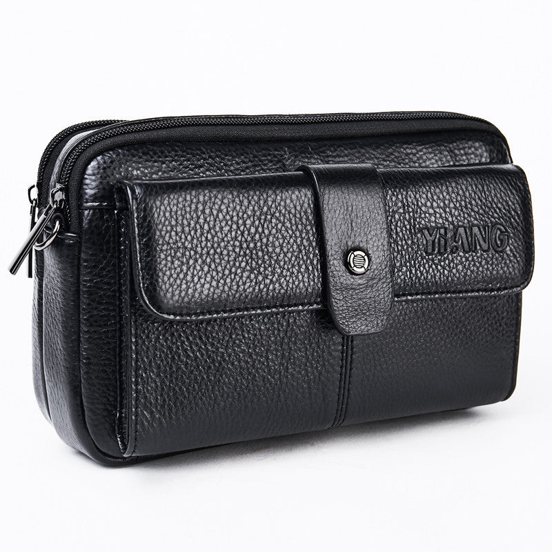 top layer cowhide messenger bag, view 3 - MRSLM
