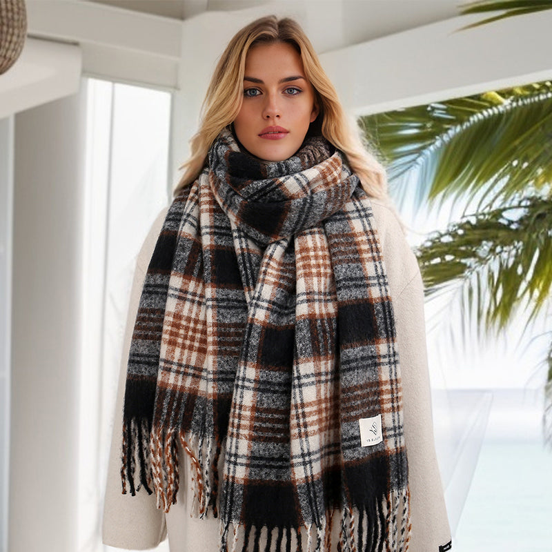 Checkered shawl scarf, thick warm wrap, view 11 - MRSLM