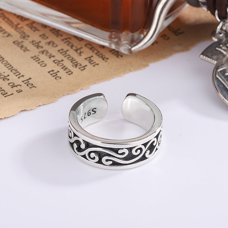 retro dark thorn silver ring, view 2 - MRSLM