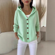 women's hooded button cardigan, view 4 - MRSLM