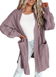 women's long cardigan sweater with pockets, view 12 - MRSLM