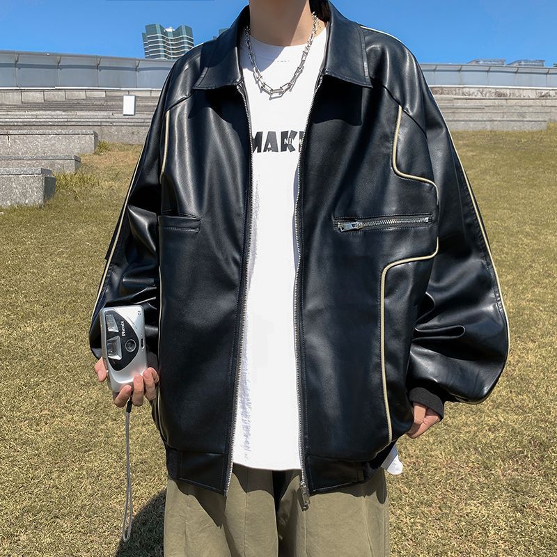 Spring And Autumn PU Leather Coat Men