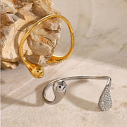 stainless steel open bracelet with cubic zirconia, view 5 - MRSLM
