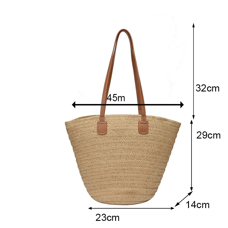 bohemian summer straw tote bag, view 9 - MRSLM