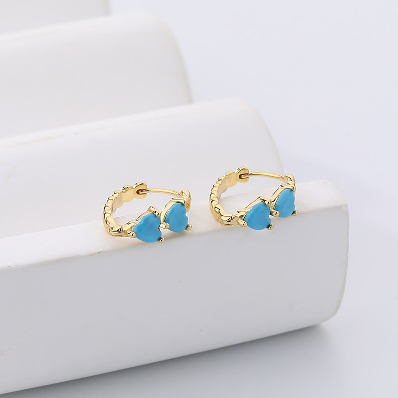 925 silver turquoise heart earrings, view 4 - MRSLM