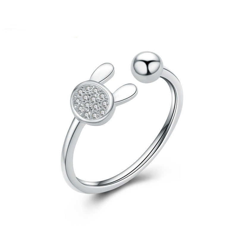 925 silver rabbit tail open ring - MRSLM