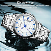classic men's silver stainless steel quartz watch, view 10 - MRSLM