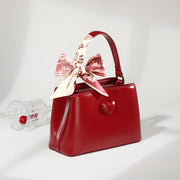 red cowhide leather handheld bag, view 5 - MRSLM