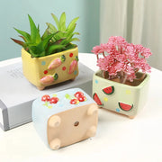 mini square ceramic flower pot, view 7 - MRSLM