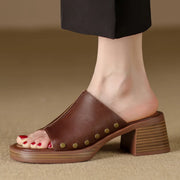 Peep toe leather sandals, view 9 - MRSLM