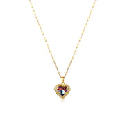 golden ocean heart titanium steel necklace, view 9 - MRSLM