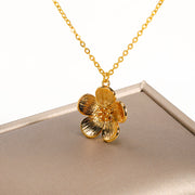elegant floral stainless steel necklace, view 5 - MRSLM