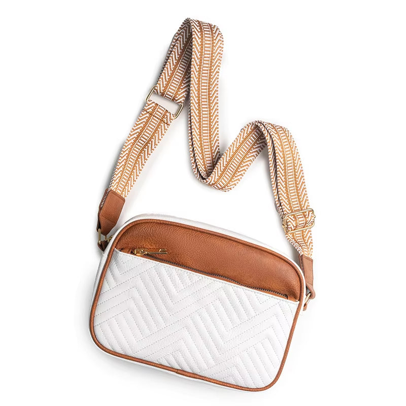 Quilted embroidered grid shoulder bag, view 5 - MRSLM