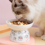 cartoon ceramic cat bowl with high stand - MRSLM
