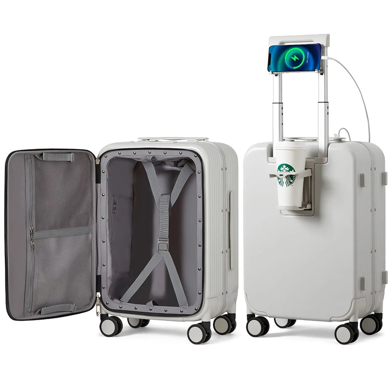 24 inch aluminum frame luggage with usb port, view 8 - MRSLM