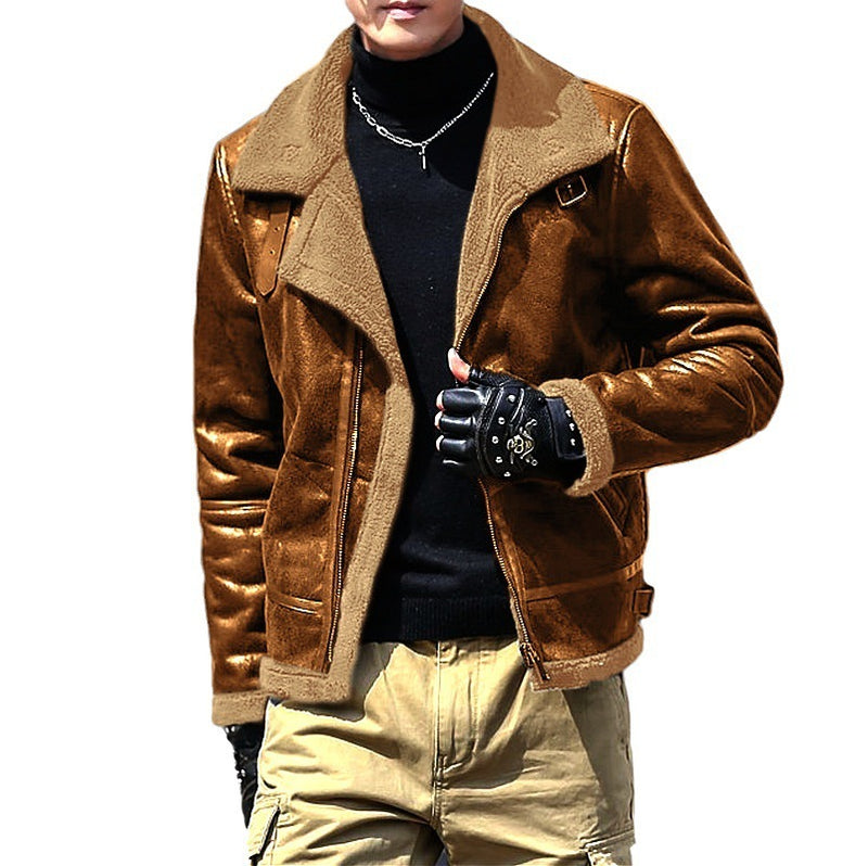 men's thickened fleece-lined suede fabric jacket, view 4 - MRSLM