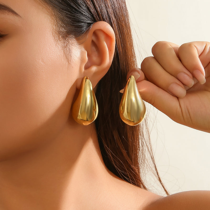 water drop dome stud earrings, view 5 - MRSLM