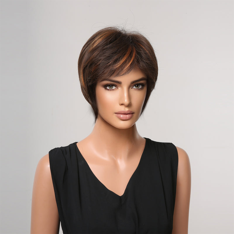 women's short hair full-head wig, view 4 - MRSLM