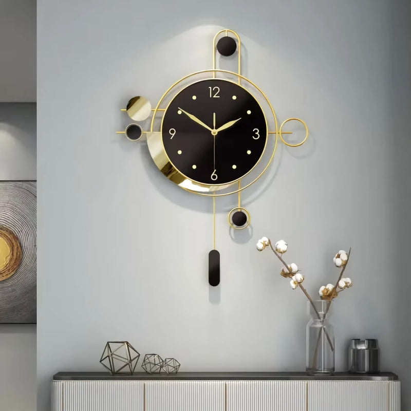 Art Deco gold and black wall clock - MRSLM