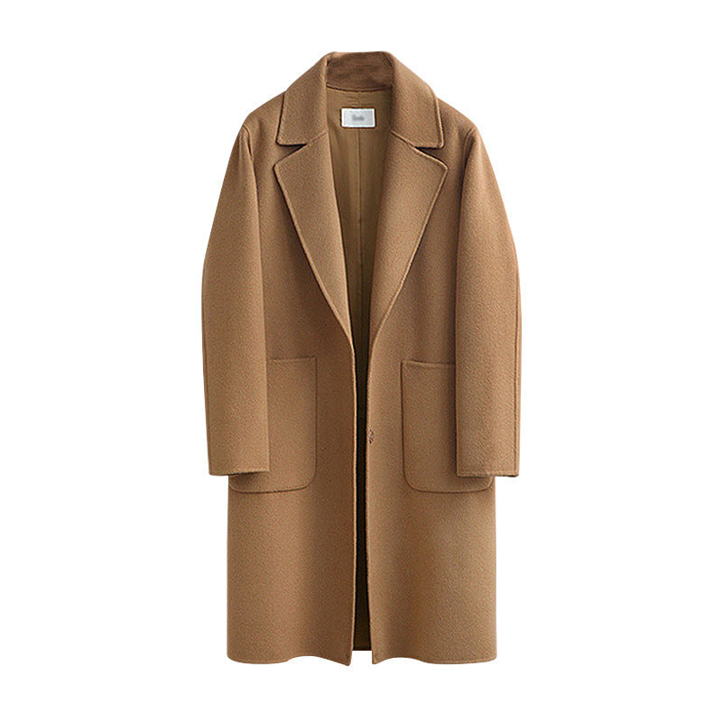 Women's long loose wool-blend coat, view 4 - MRSLM