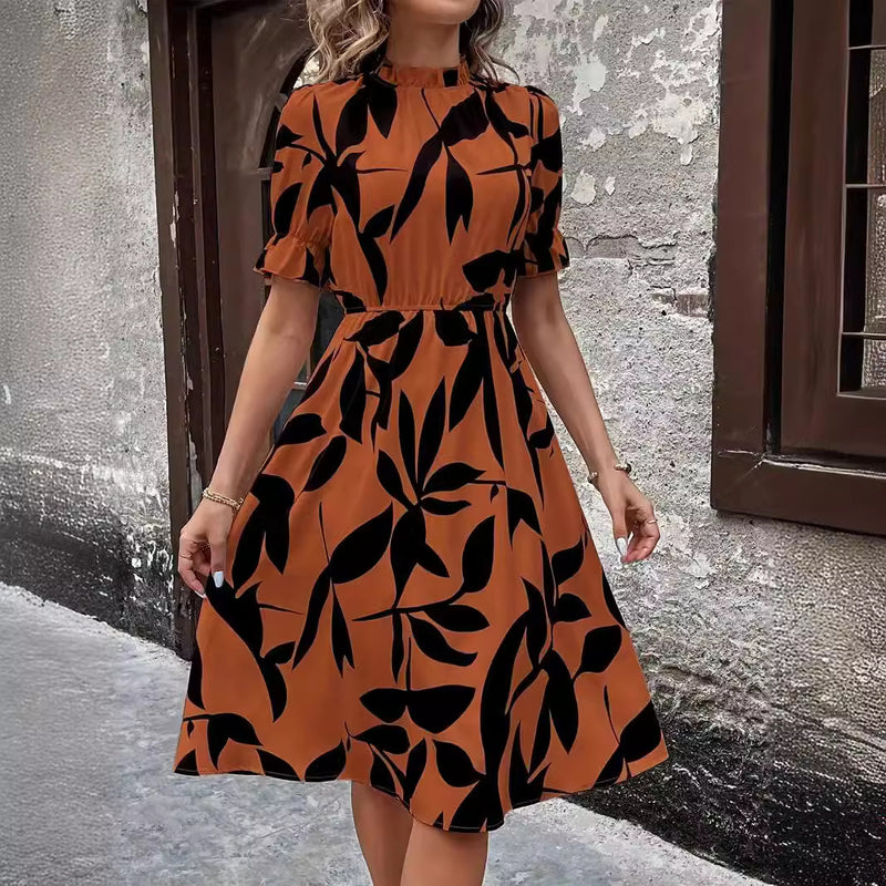 ruffled printed dress, view 5 - MRSLM
