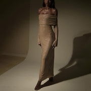slim-fit off-neck long dress, view 4 - MRSLM
